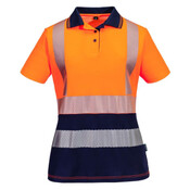 Womens Hi Vis Cotton Comfort Contrast Short Sleeve Polo Shirt