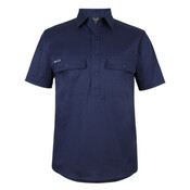 Mens Short Sleeve Stretch Close Front Work Shirt