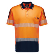 Mens Hi Vis Flux Segmented Tape Short Sleeve Polo