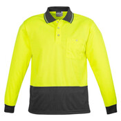 Unisex Hi Vis Basic Spliced Long Sleeve Polo