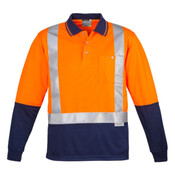 Mens Hi Vis Spliced Polo - Long Sleeve Shoulder Taped