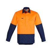 Mens Hi Vis Closed Front Long Sleeve Shirt