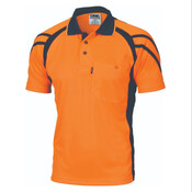 Mens Cool Breathe Stripe Panel Polo Shirt