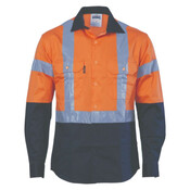 Mens HiVis D/N 2 Tone Drill Shirt with H Pattern Generic R/ Tape