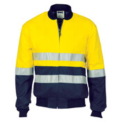 Mens HiVis Two Tone D/N Cotton Bomber Jacket with CSR R/Tape