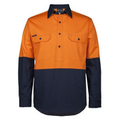 Mens Hi Vis Close Front Long Sleeve 150G Work Shirt