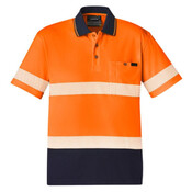 Unisex Hi Vis Segmented Short Sleeve Polo Hoop Taped