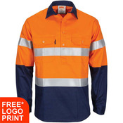 Mens Patron Saint Flame Retardant 2 Tone Closed Front Cotton Long Sleeve Shirt with 3M F/R Tape