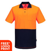 Mens Hi Vis Cotton Comfort Contrast Class D Short Sleeve Polo Shirt