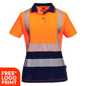 Womens Hi Vis Cotton Comfort Contrast Short Sleeve Polo Shirt