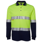 Mens Hi Vis Long Sleeve (D+N) Cotton Back Polo