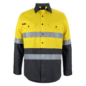 Mens Hi Vis Long Sleeve (D+N) 150G Work Shirt