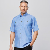 Mens Wrinkle Free Chambray Short Sleeve Shirt