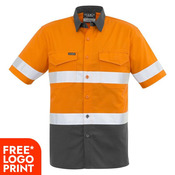 Mens Rugged Cooling Taped Hi Vis Spliced Short Sleeve Shirt