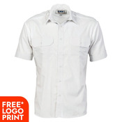 Mens Epaulette Polyester/Cotton Work Shirt - Short Sleeve