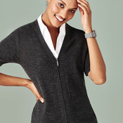 Womens Zip Front Short Sleeve Knit