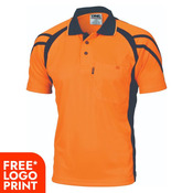 Mens Cool Breathe Stripe Panel Polo Shirt
