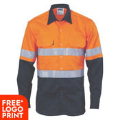 Mens HiVis Vertical Vented Cotton Shirt with Generic R/Tape