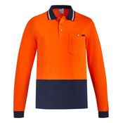 Mens Hi Vis Cotton Long Sleeve Polo