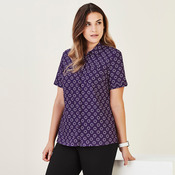 Womens Easy Stretch Daisy Print Short Sleeve Shirt